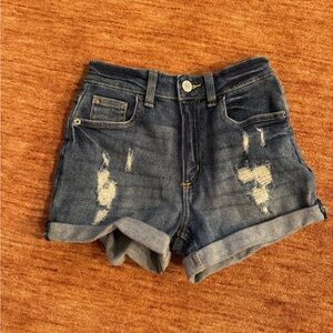 Justice Dark Blue Distressed Shorts